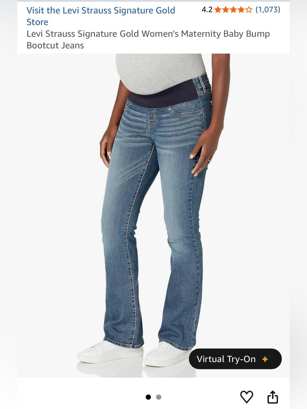 Levi Strauss Signature Gold Women's Maternity Baby Bump Bootcut Pull On Jeans S